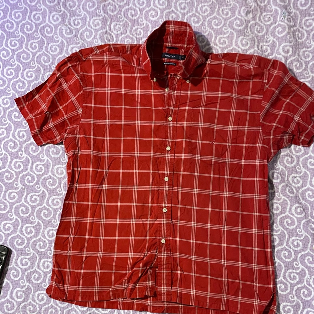 Men’s NAUTICA SEAWASH SEA WASH OXFORD red plaid XL